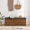 Shoe Storage Bench Entryway Shoe Cabinet Storage Ottoman With Padded Seat Cushion And Double Doors For Entryway, Hallway And Bedroom - Dark Gray - Image 3