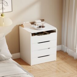 3 In 1 Vanity Desk With Flip Top Mirror, Compact Makeup Table With Glass Top And 3 Drawers For Bedroom - White