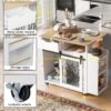 Modern Style 2 In 1 Pet Friendly Dog Crate Kitchen Island End Table Metal Pine - Natural / White - Image 5
