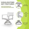 Outdoor Patio Swivel Rocker With Outdoor Grade Sunbrella Fabric Cushions (Set of 2) - Grayish - Image 3