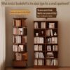 6 Tier Rotating Bookshelf With Wheels, 360° Wood Corner Bookcase Organizer For Small Spaces - Walnut Brown - Image 6