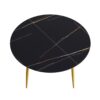 Modern Artificial Stone Round Dining Table With Golden Metal Legs, Can Accommodate 6 People - Black - Image 8