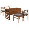 5 Piece Extendable Wood Square Dining Table Set With 2 Drop Leaves, Compact Storage Shelf Kitchen Table Set With Upholstered Chairs For 4 - Brown - Image 10