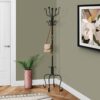 Coat Rack, Hall Tree, Free Standing, 8 Hooks, Entryway, Transitional - Black - Image 10