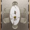Modern Luxury Marble Dining Table Set Oval Kitchen Table With Stainless Steel Base - Gold / White Print - Image 12