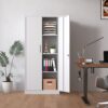 Heavy Duty Metal Garage Storage Cabinet, Steel Locking Cabinet With Adjustable Shelves - Brushed Nickel - Image 4