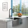 16.9" Kitchen Sink Faucet With Separate Handle And Pull Down Sprayer, Lead Free Brass - Matte Black - Image 8