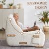 Bean Bag Chair For Adults, Lazy Floor Sofa Couch Memory Foam Bean Bag Sofas Chenille Fabric Reading Chair Comfortable Corner Lounge Sofa For Living Room - White - Image 6