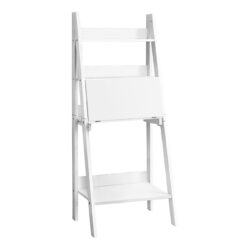 Computer Desk Leaning With Storage Shelves For Home Office - White