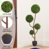 Artificial Boxwood Topiary Tree Triple Ball Shaped Faux Plant 150 Cm - Green - Image 4