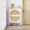 2 Door Shoe Rack, Rattan, Double Layer, Suitable For Living Room, Hallway - White - Image 4