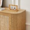 Contemporary Wave Shaped TV Stand With Rattan Doors - Natural - Image 11