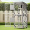 Large Cat House Outdoor Catio Cat Enclosures On Wheels, Kitty House With Upgraded Resting Box Waterproof Roof - Gray - Image 2