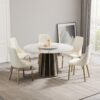53.15" Modern Artificial Stone Round Panel Metal Iron Base Dining Table, Can Accommodate 6 People-23.62" Artificial Stone Turntable (Not Including Chairs) - White / Black - Image 11