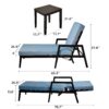 3 Piece Outdoor Patio Lounge Set, 2 Chaise & 1 End Table With Modern Tapered Feet, Pneumatic Adjustable Backrest, Wheels, Sunbrella Cushion - Ember Black / Blue - Image 3