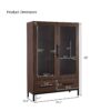 Modern Style Tall Display Cabinet With LED Lighting, Tempered Glass Door, 2 Drawers - Black / Dark Walnut - Image 3