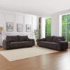 Lamb's Wool 2 Seater Cushion Sofa Comfortable Sofa For Living Room Bedroom And Other Casual Spaces Lamb's Wool Sofa With 2 Cushions And 2 Ball Pillows (Set of 2) - Gray - Image 3