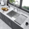 23" Undermount Single Bowl Stainless Steel Kitchen Sink 16 Gauge 9" Deep Basin - Black / Red - Image 2