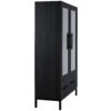 Modern Style Tall Display Cabinet With LED Lighting, Tempered Glass Door, 2 Drawers - Black - Image 10