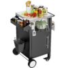 Outdoor Grill Cart With Storage, Rolling Bar Cart With Hooks And Spice Rack Stainless Steel - Black / Silver - Image 4