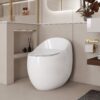 Modern Egg Shape Toilet 1.28 Gpf Single Flush Ceramic - White - Image 2