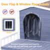 Large Wooden Dog House Indoor Outdoor With Terrace And Open Waterproof Asphalt Roof, Outdoor Dog House With Raised Floor, Windows And Door Curtains, Suitable For Small And Medium Dogs - Gray - Image 7