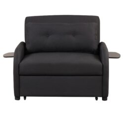 3 In 1 Pull Out Sofa Sleeper With Wing Table And USB Charge - Black