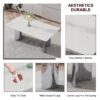 Modern Minimalist Dining Table With Imitation Marble Glass Desktop And Metal Legs - Silver / White - Image 6