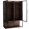 Modern Minimalist Tall Lighted Display Cabinet With Tempered Glass Door - Black / Dark Walnut - Image 12
