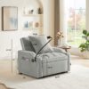 3 In 1 Convertible Sleeper Chair Sofa Bed, Adjustable Pull Out With Multi Pockets Velvet - Gray - Image 5