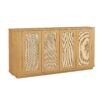Contemporary Wave Shaped 64" TV Stand With Rattan Doors Wood - Natural - Image 11