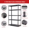 Industrial Metal 5 Tier Storage Shelves, Adjustable Heavy Duty Garage Shelving Unit - Brushed Nickel - Image 18