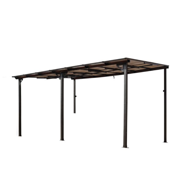 Outdoor Pergola Gazebo, Wall Mounted Lean To Metal Awning Gazebo With Roof, Large Heavy Duty For Patio, Decks, Backyard - Gray