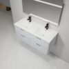 Modern Floating Bathroom Vanity With Dual Resin Sink, Soft Close Drawers - White - Image 8