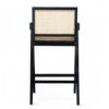 Modern Minimalist Bar Stool With Cane Seat - Black / Natural - Image 7