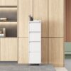 4 Drawer Metal Locking Vertical File Cabinet With Wheels Heavy Duty Lockable Storage For Home & Office - Brushed Nickel - Image 10
