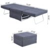 Modern Folding Ottoman Bed With Adjustable Backrest, Convertible Futon Chair Sofa Bed Metal - Gray - Image 3