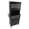6 Drawer Lockable Tool Cabinet On Wheels Steel Rolling Tool Chest With Detachable Toolbox, 2 In 1 Garage Workshop Storage Organizer With 4 Universal Casters - Black - Image 7