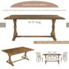 Farmhouse Dining Table Set 6 Piece Wood Rectangular Table With Upholstered Chairs And Bench - Walnut - Image 9