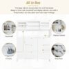 Multifunctional Tipping Bucket Shoe Cabinet With Storage Shelf & 6 Flip Drawers, Large Hall Tree With Tempered Glass Doors, Foyer Cabinet With 4 Hooks For Hallway - White - Image 6