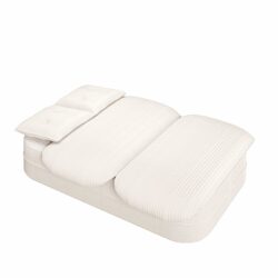 2 In 1 Foldable Sofa Plush Corduroy Sofa Convertible Floor Sofa Bed Deep Seating With Multi Functional Blanket Suitable For Living Rooms - Beige