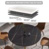 Modern Man-Made Stone Round Metal Dining Table, Position For 6 People - Gold / Black - Image 4