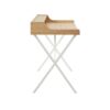 Design Laurel Writing Desk With Storage And Metal Crossed Legs - Natural / White - Image 4