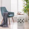 Elegant Glazed Ceramic Drum Stool Indoor / Outdoor Side Table Accent Garden Stool - White - Image 5