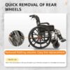 Lightweight Foldable Nursing Wheelchair For Adults Double X Force Support, 300Lbs Capacity, Breathable Cushion & Anti Backflip Design With Tires, Adjustable Seat Belt, Quick Release Wheels - Gray - Image 4