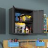 Metal Wall Mounted Tool Storage Cabinet With 2 Locking Doors, Adjustable Shelf, And Drawer - Black - Image 10