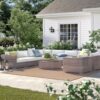 Luxury 8 Person Wicker Patio Lounge Set With Premium Cushions Weather Resistant - Gray Mix / Taupe - Image 3