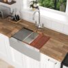 Farmhouse Workstation Kitchen Sink With Apron Front, Stainless Steel 16 Gauge - Brushed Nickel - Image 2