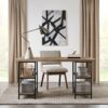 Industrial Style Metal Frame Accent Desk With Side Shelving - Gray - Image 2