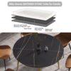 Modern Artificial Stone Round Dining Table With Golden Metal Legs, Can Accommodate 6 People - Black - Image 6